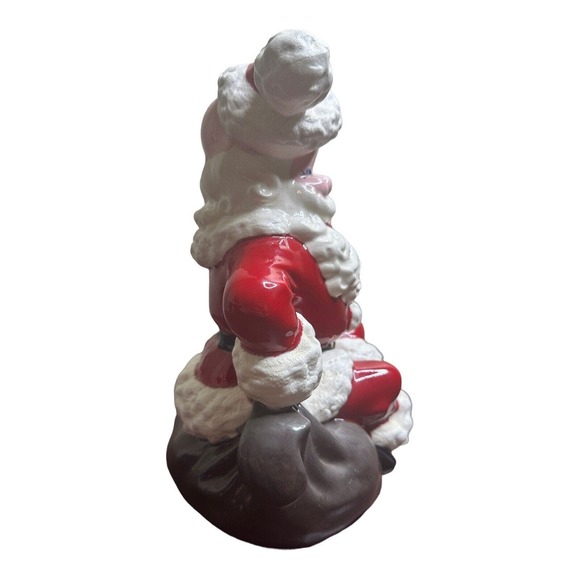 Vintage Atlantic Mold Ceramic Santa with Bell & Jingle Bells 1970s - Picture 3 of 6